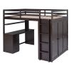 Full size Loft Bed with Drawers,Desk,and Wardrobe