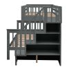 Stairway Twin-Over-Full Bunk Bed with Twin size Trundle, Storage and Guard Rail for Bedroom, Dorm, for Adults