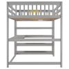 Full Size Loft Bed with Storage Shelves and Under-bed Desk