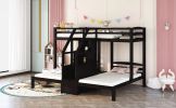Twin over Twin & Twin Bunk Bed with Built-in Staircase and Storage Drawer
