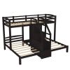 Twin over Twin & Twin Bunk Bed with Built-in Staircase and Storage Drawer