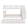 Stairway Full-Over-Full Bunk Bed with Twin size Trundle;  Storage and Guard Rail for Bedroom;  Dorm