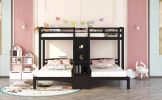 Twin over Twin & Twin Bunk Bed with Built-in Staircase and Storage Drawer