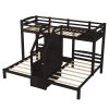 Twin over Twin & Twin Bunk Bed with Built-in Staircase and Storage Drawer