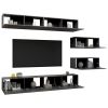 6 Piece TV Cabinet Set Gray Engineered Wood