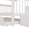 Stairway Full-Over-Full Bunk Bed with Twin size Trundle;  Storage and Guard Rail for Bedroom;  Dorm