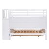 Twin XL over Full Bunk Bed with Built-in Storage Shelves;  Drawers and Staircase