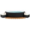Hot Tub Surround Black Poly Rattan and Solid Wood Acacia