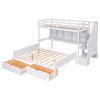 Twin XL over Full Bunk Bed with Built-in Storage Shelves;  Drawers and Staircase