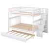 Full over Full Bunk Bed with Trundle and Staircase