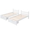 Full Over Twin & Twin Bunk Bed, Wood Triple Bunk Bed with Drawers and Guardrails