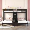 Twin over Twin & Twin Bunk Bed with Built-in Staircase and Storage Drawer