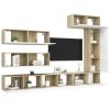 7 Piece TV Cabinet Set White and Sonoma Oak Engineered Wood