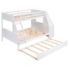 Twin over Full Bunk Bed with Trundle and Built-in Desk;  Three Storage Drawers and Shelf